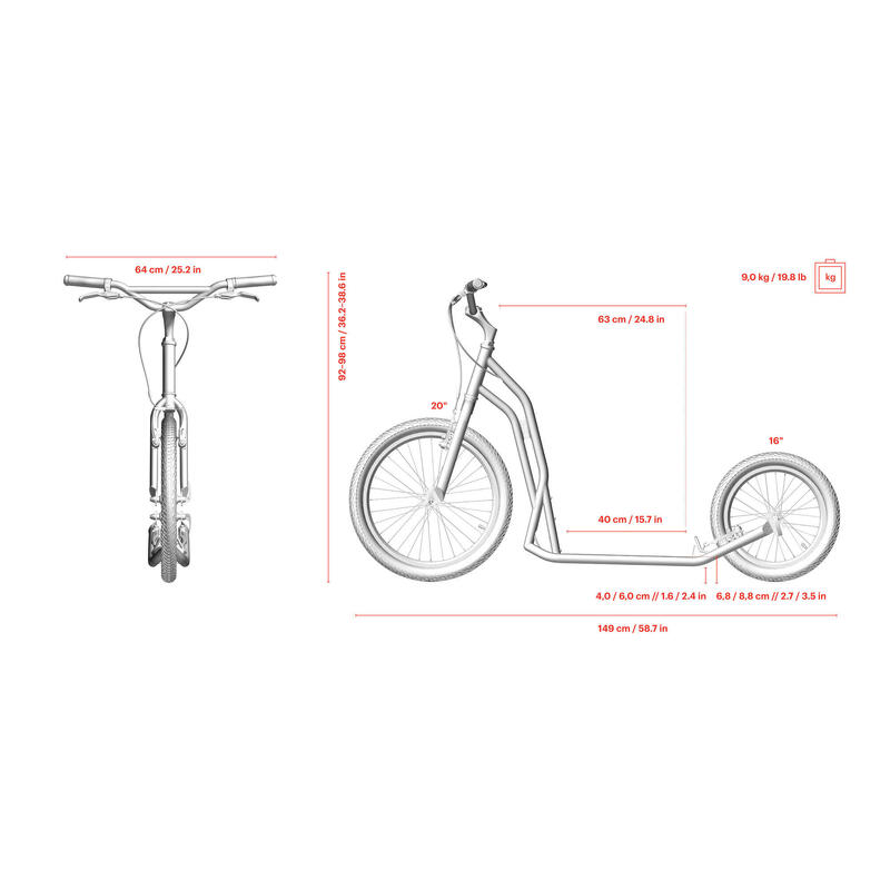 Trottinette avec pneus gonflables  S2016   Argent Or