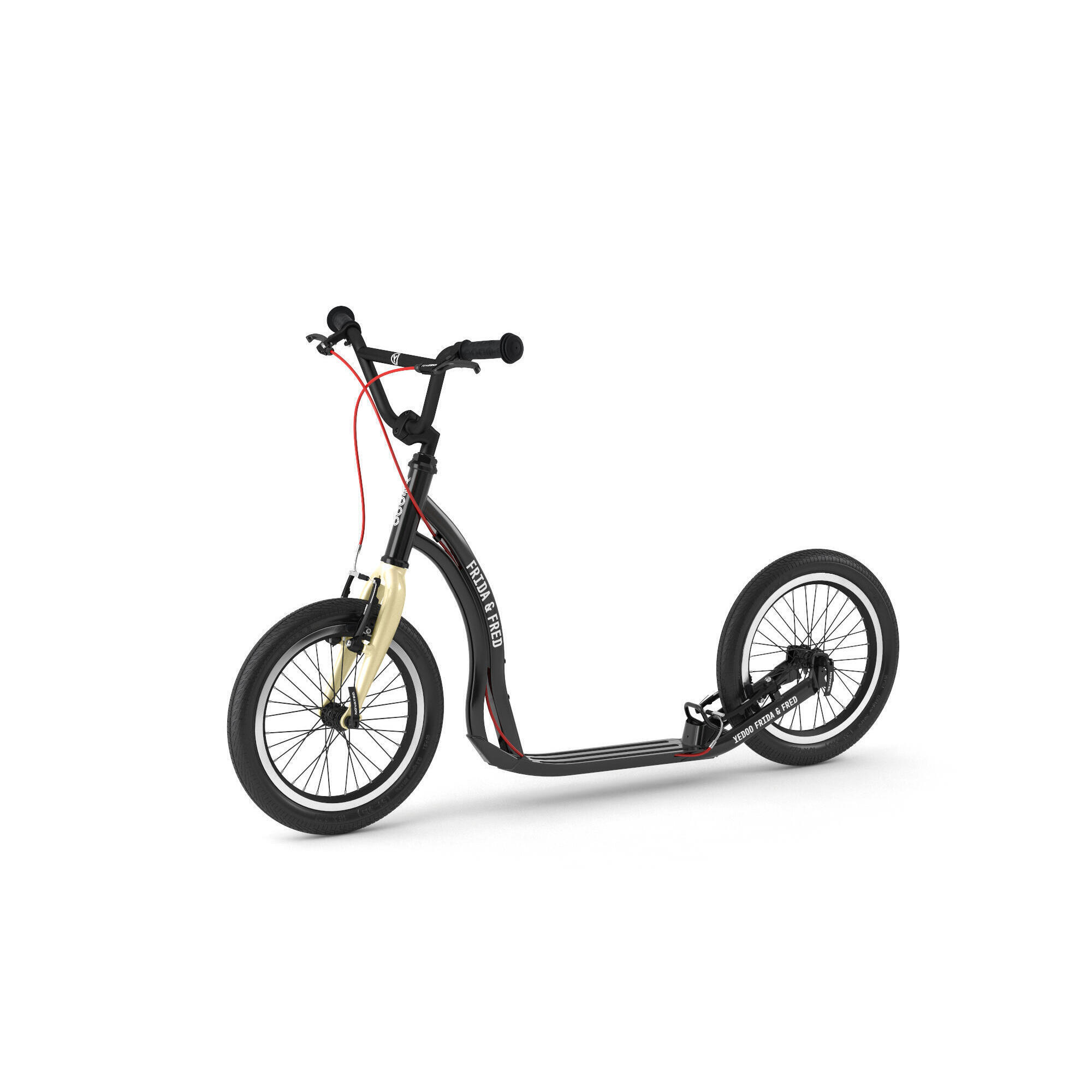 YEDOO Scooter Yedoo Frida Fred für Kinder ab 7 Jahre, mit Luftreifen 16/16, Schwarz
