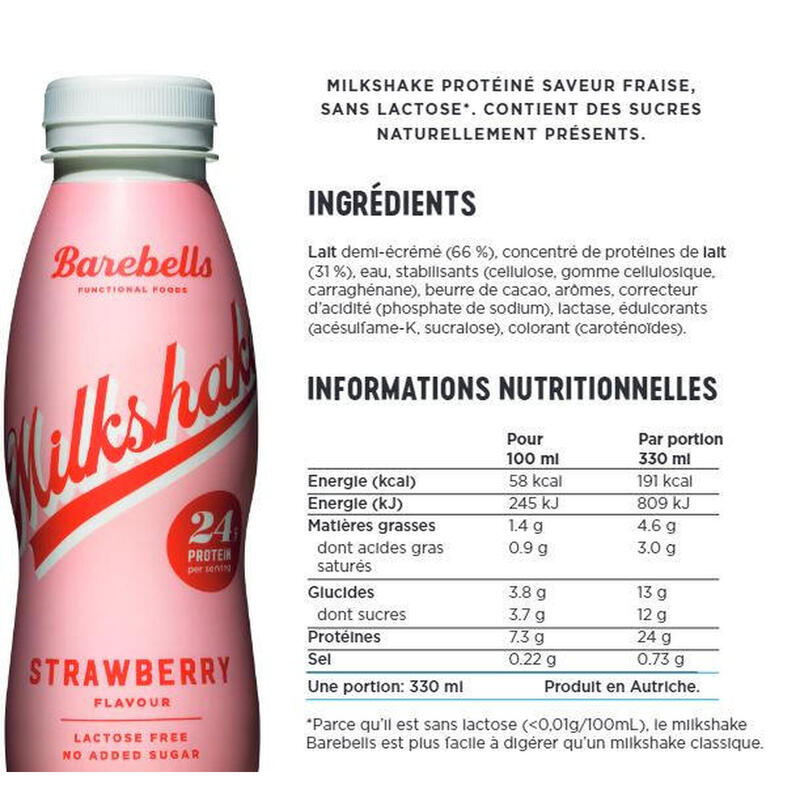 Barebells Milkshake (330 ml) | Fraise