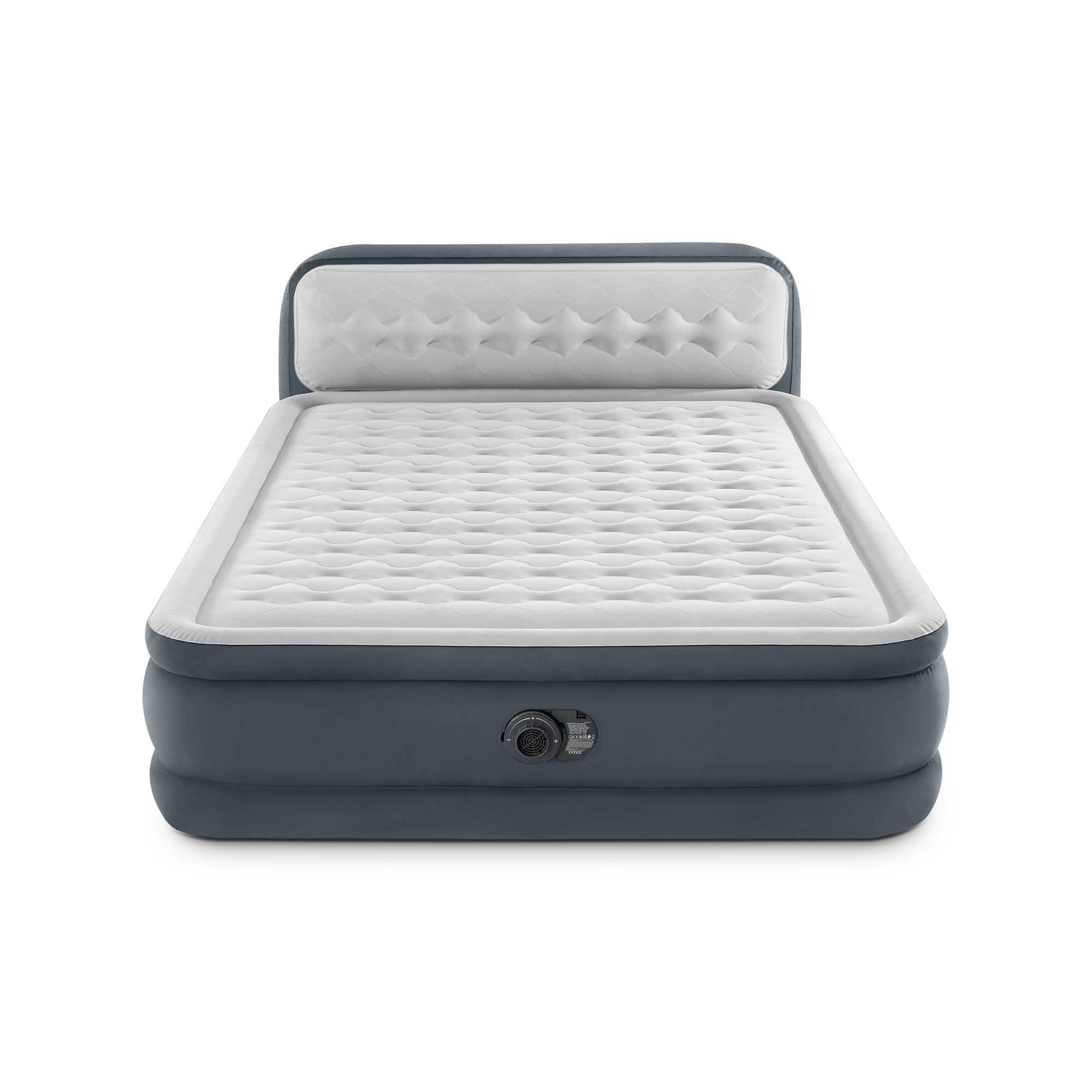 Intex - Matelas Gonflable Ultra Plush Headboard 2 Places - Matelas Autogonflant - Gris - Adulte - Decathlon