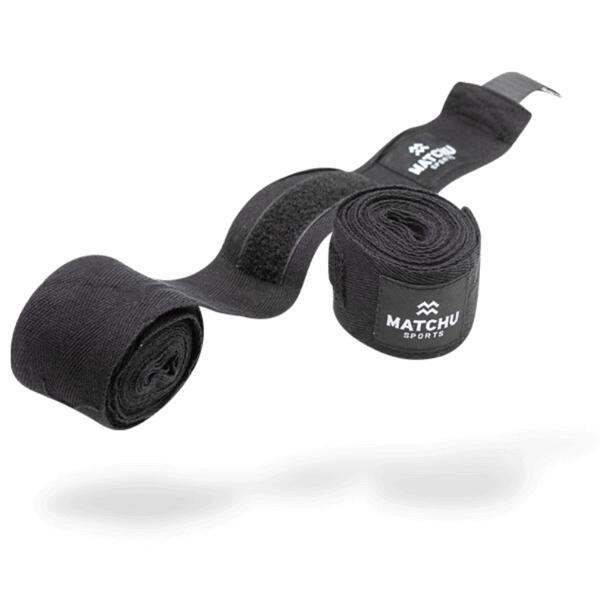 Bandes de boxe 350cm noir - en coton et en térylène - 2 pièces