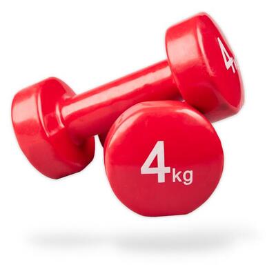 Vinyl dumbbells set per 2 stuks - 0.5 / 1 / 2 / 3 / 4 / 5 kg - rood