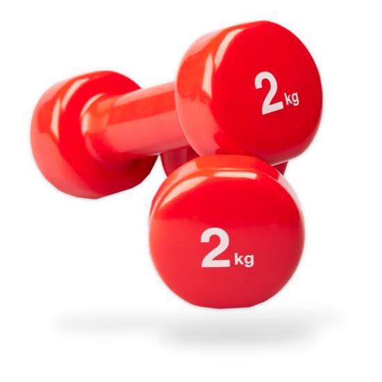 Hantle winylowe zestaw na 2 sztuki - 0,5 / 1 / 2 / 3 / 4 / 5 kg - czerwone