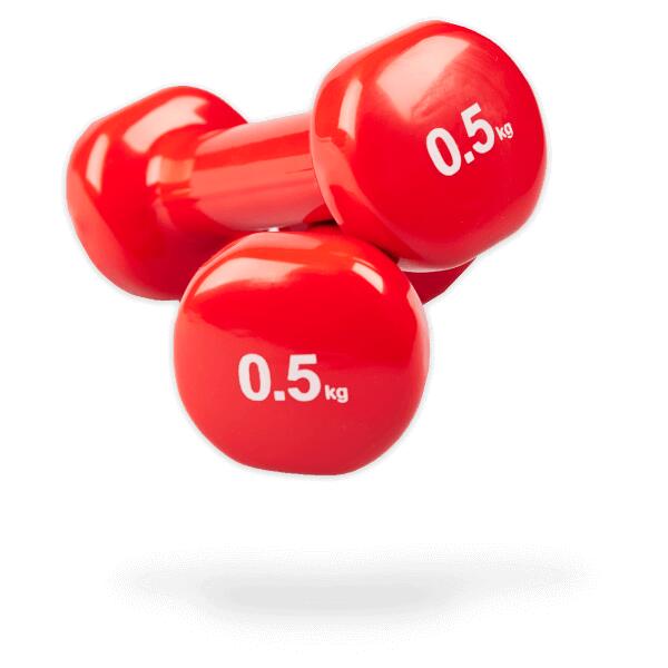 MATCHU SPORTS Vinyl Dumbbells set per 2 stuks - 0,5 / 1 / 2 / 3 / 4 / 5 kg - rood