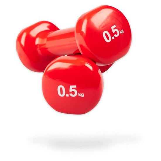 Set di Manubri - Pesi - Vinile - Per 2 pezzi Manubrio - Da 05 a 5 kg - Rosso