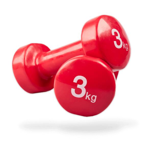 Vinyl Dumbbells set per 2 stuks - 0,5 / 1 / 2 / 3 / 4 / 5 kg - rood