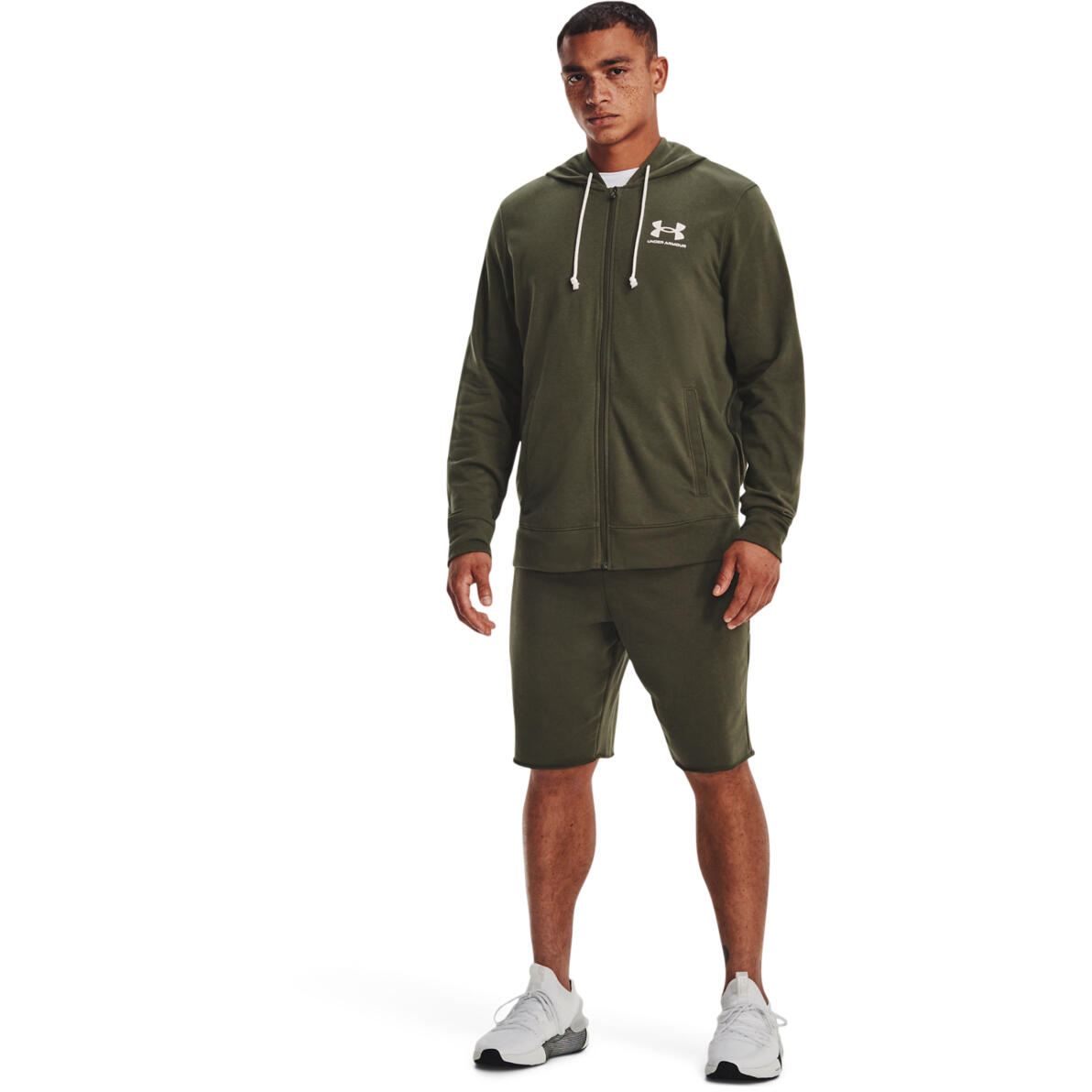 Shorts Under Armour UA Rival Terry, Vert, Hommes 3/5