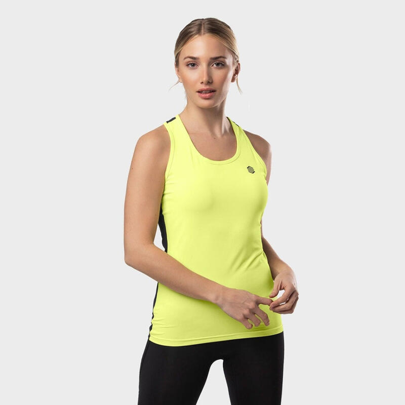 Kobieta Fitness Damska koszulka tank top Core SIROKO Żółta Cytryna