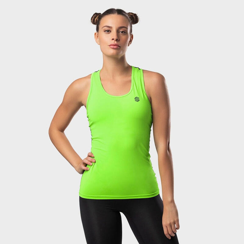 Kobieta Fitness Damska koszulka tank top Tropic SIROKO Neonowa Zieleń