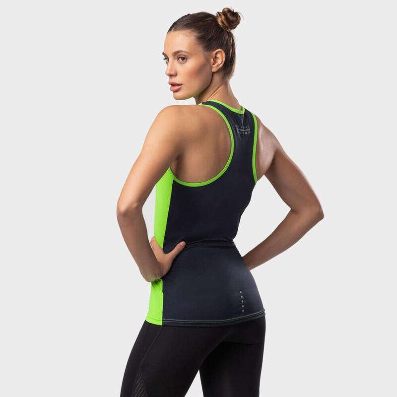 Camiseta de tirantes fitness SIROKO Tropic Verde neón Mujer