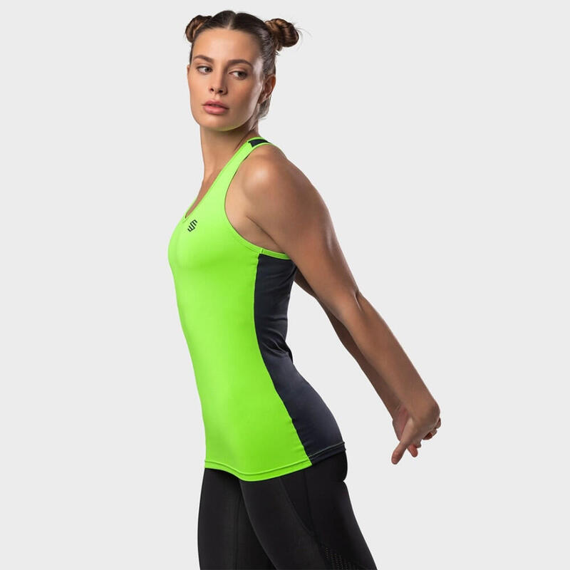 Camiseta de tirantes fitness SIROKO Tropic Verde neón Mujer