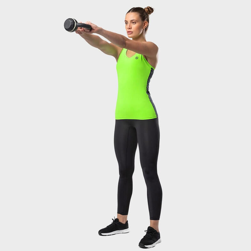 Kobieta Fitness Damska koszulka tank top Tropic SIROKO Neonowa Zieleń