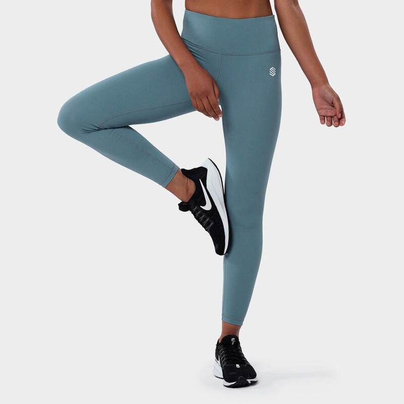 Damen Fitness Trainingsleggings mit mittelhohem Bund Finish SIROKO Ozeanblau