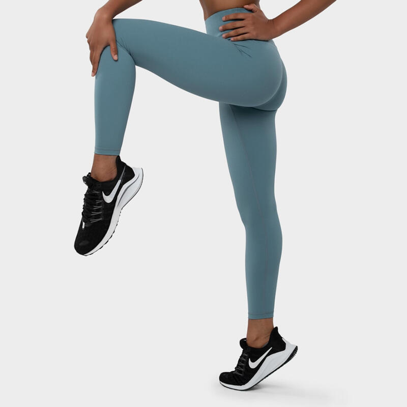 Damen Fitness Trainingsleggings mit mittelhohem Bund Finish SIROKO Ozeanblau