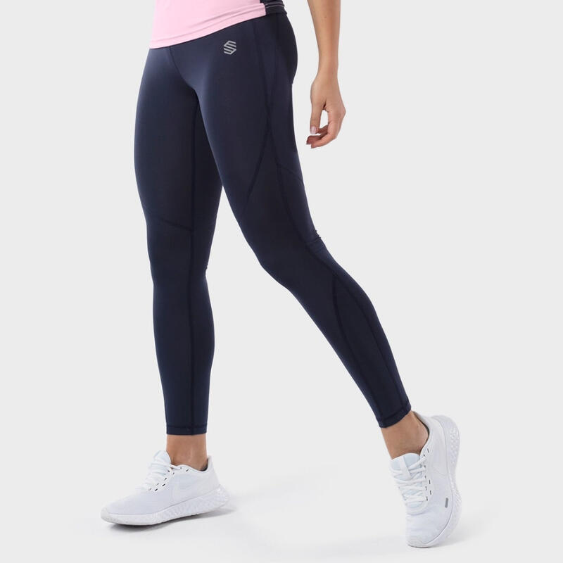 Kobieta Fitness Legginsy sportowe ze średnim stanem Adrenaline Kobaltowa Czerń