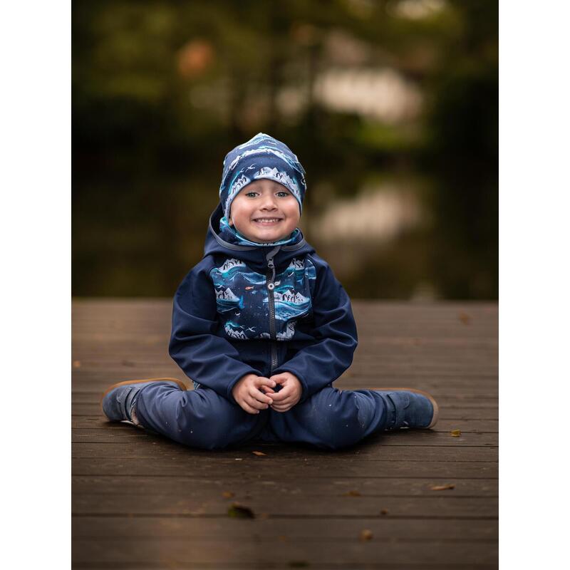 Dětská softshellová bunda s fleecem Basic, Tm. Modročerná, Tučňáci