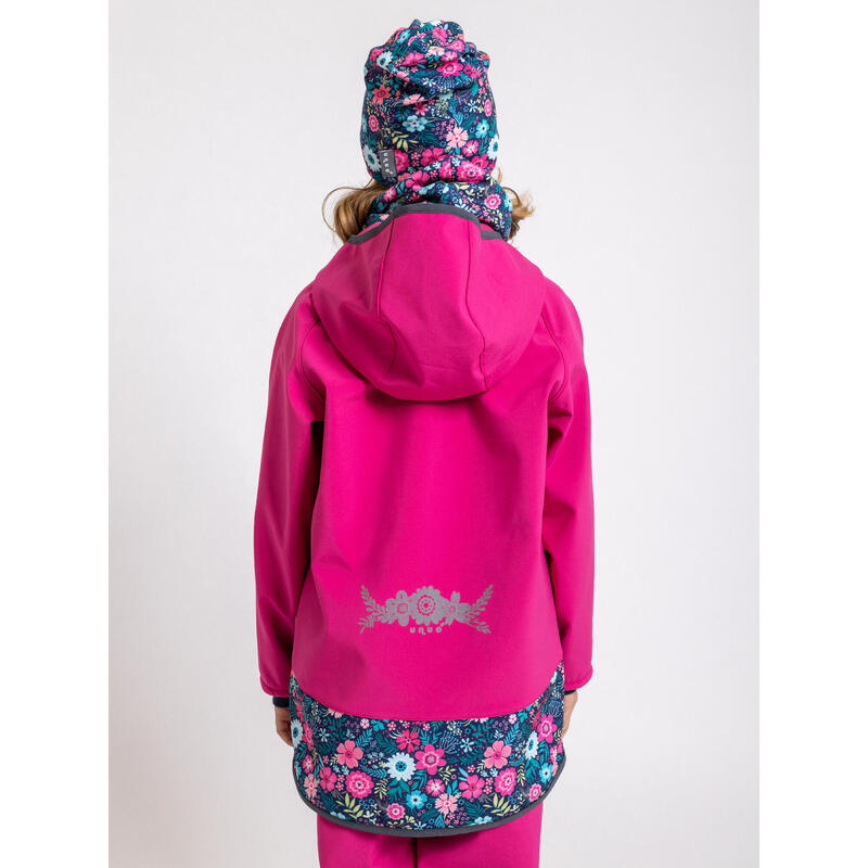 Dětská softshellová bunda s fleecem Basic, Fuchsiová, Květinky