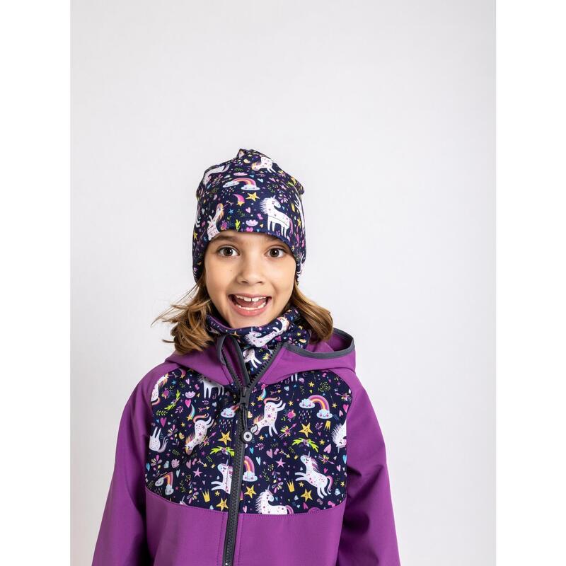 Dětská softshellová bunda s fleecem Basic, Ostružinová, Jednorožci