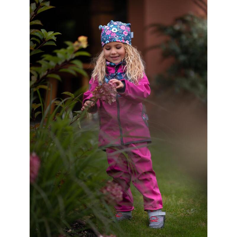 Dětská softshellová bunda s fleecem Basic, Fuchsiová, Květinky