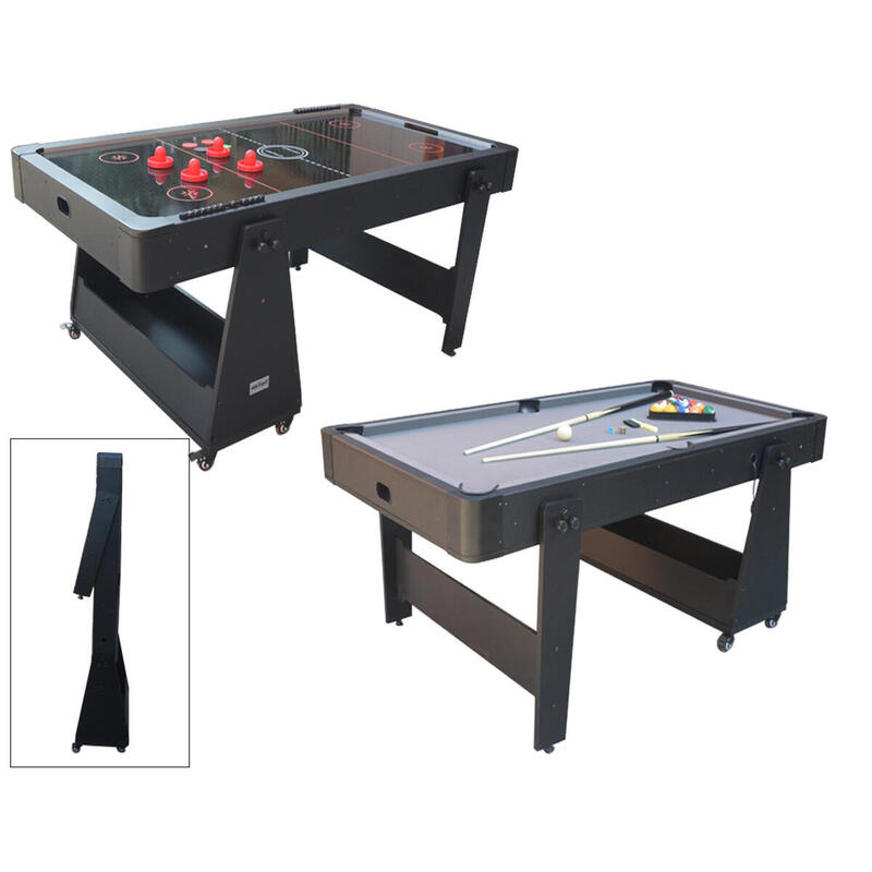 Table supérieure Airhockey/Pooltafel Twist 2in1 Gris/Noir 5FT