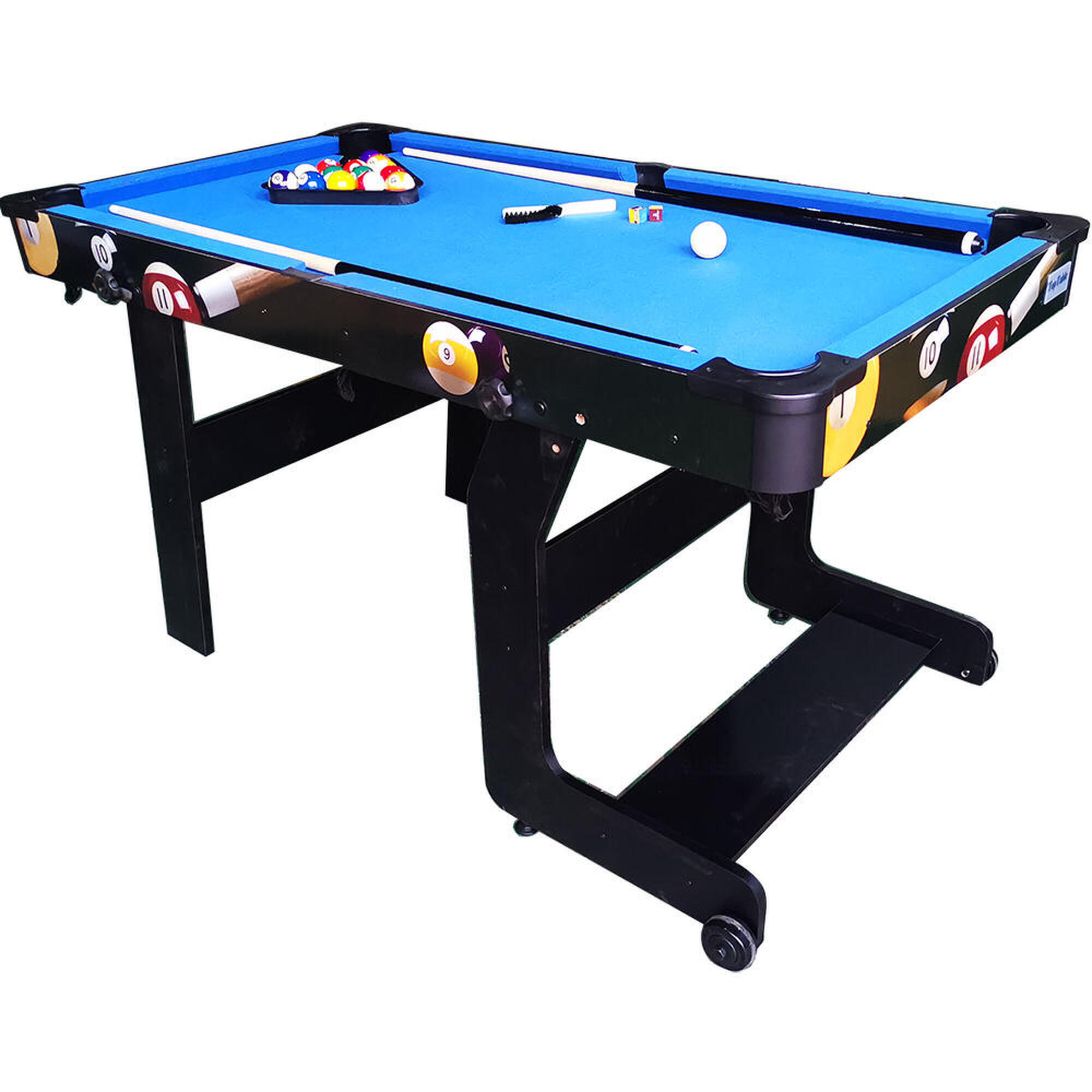 NORTH Fun Fold-Up Table De Billard Noir/Bleu 5FT 2/4