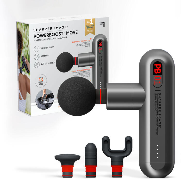 Kleine leichte Fitness Massagepistole Powerboost Move mit 4 Massageköpfen