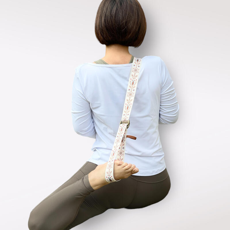 Bohemian/Boho Style Yoga Stretch Stretching Strap - Beige