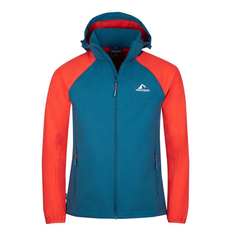 Veste softshell homme Skogar Xt bleu pétrole/rouge