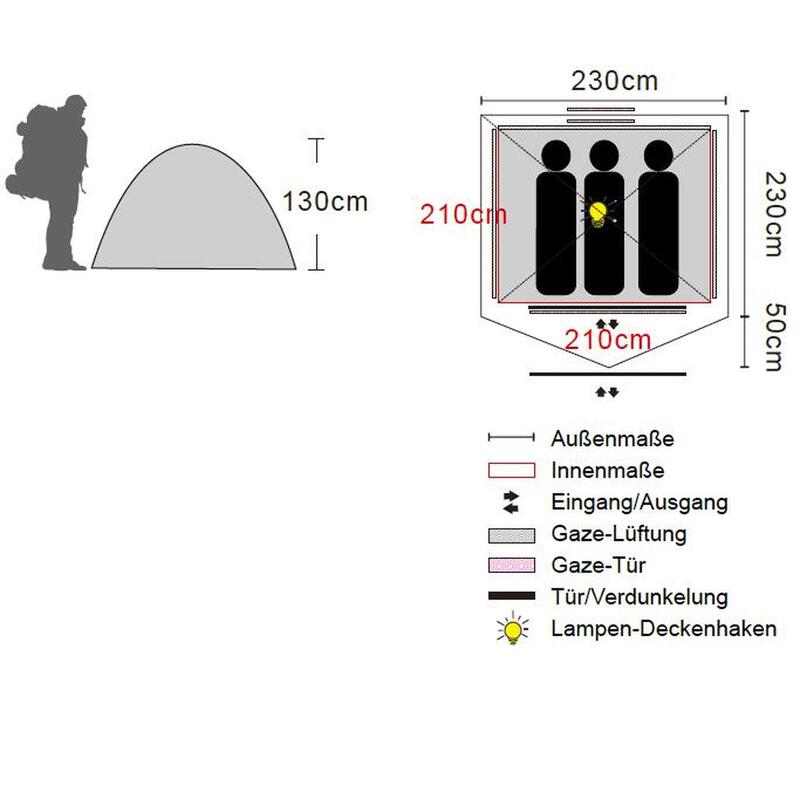 TAMBU Emani Kuppelzelt 3 Personen Schnellaufbauzelt Camping Zelt