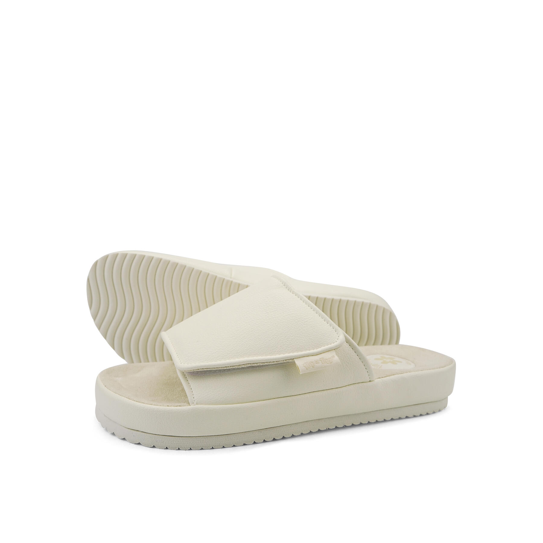 Flip Flop - Femme Slide*velcro Slides Beige Clair - Claquettes - Blanc - 36 - Decathlon