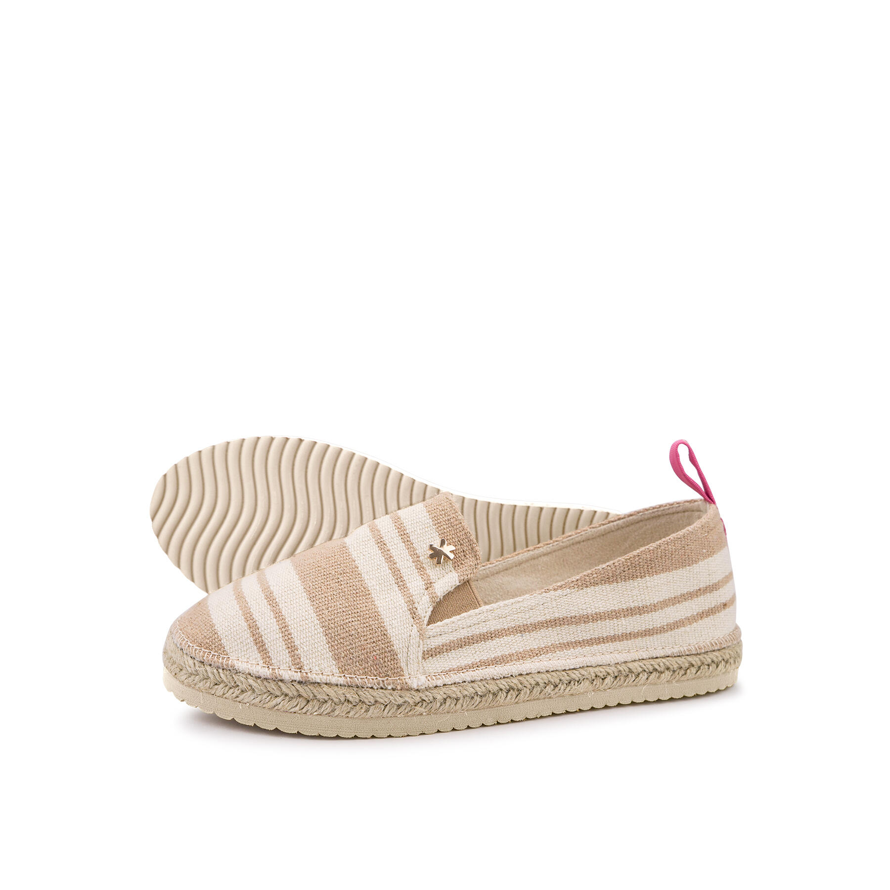 Flip Flop - Femme Espadrille*striped Espadrilles Beige Clair / Beige - Chaussures De Sport - Beige - Decathlon