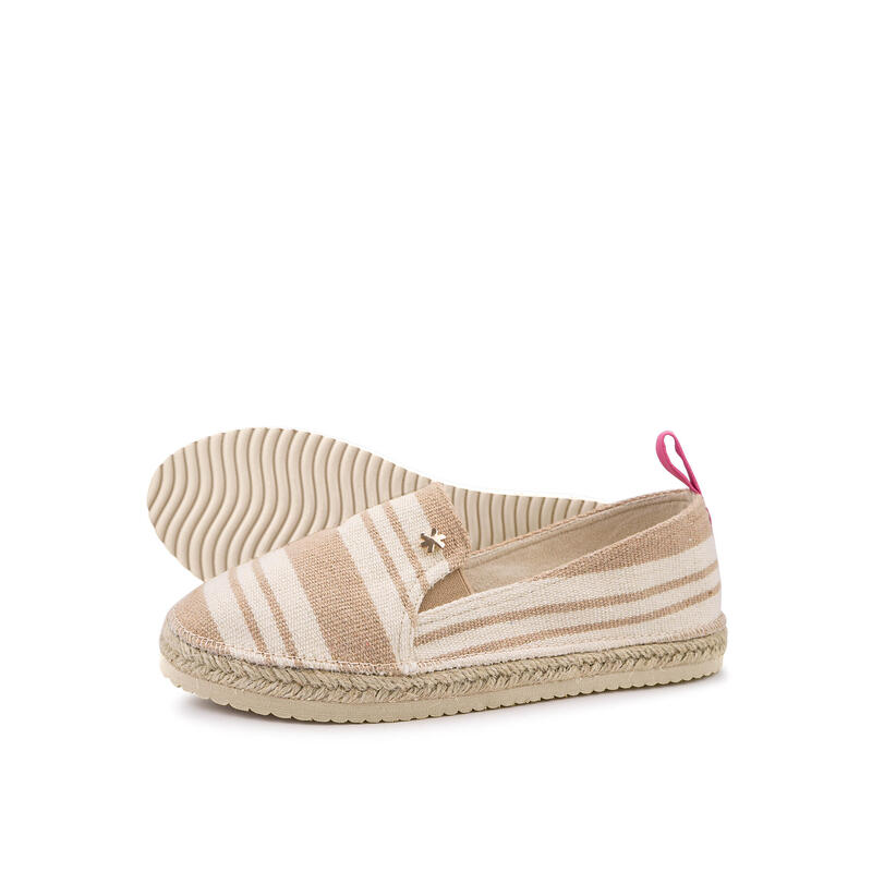 Damen flip*flop espadrille*striped Espadrilles Hellbeige / Beige