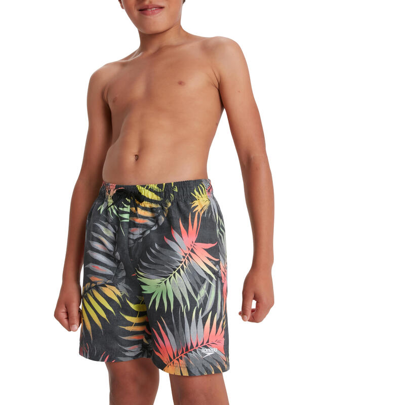 JUNIOR (AGED 6-14) EXOTIC LEAF WATERSHORT - GREEN/MULTI-COLOR