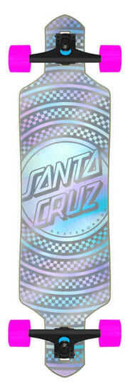 Prismatic dot drop-through longboard 36 pouces gris avec rose