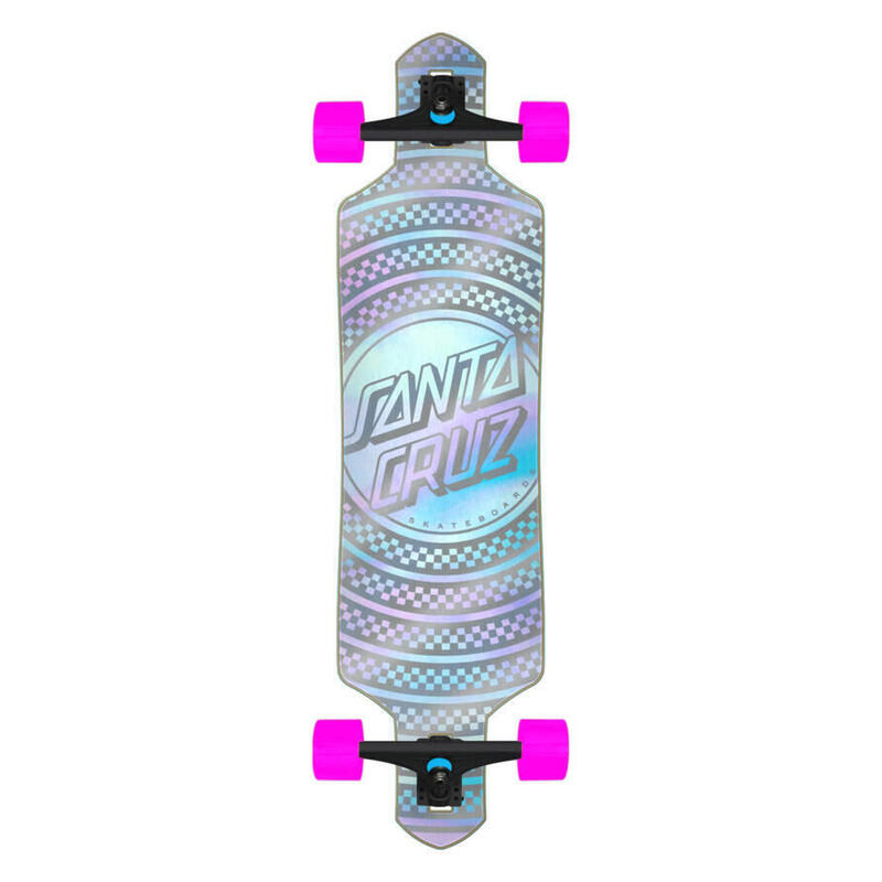 Prismatic dot drop-through longboard 36 inch grijs met rose