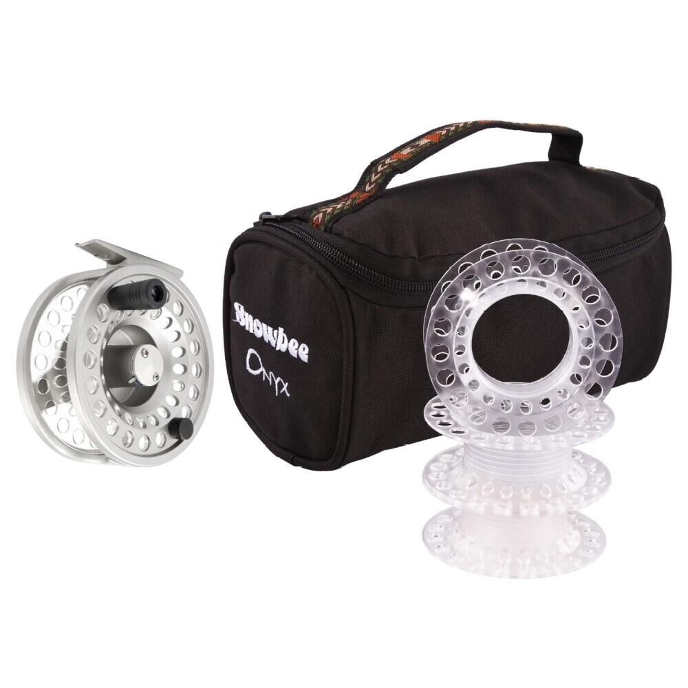 SNOWBEE Snowbee Onyx Cassette Fly Reel #5/7 Silver with Bag & 3 Spools