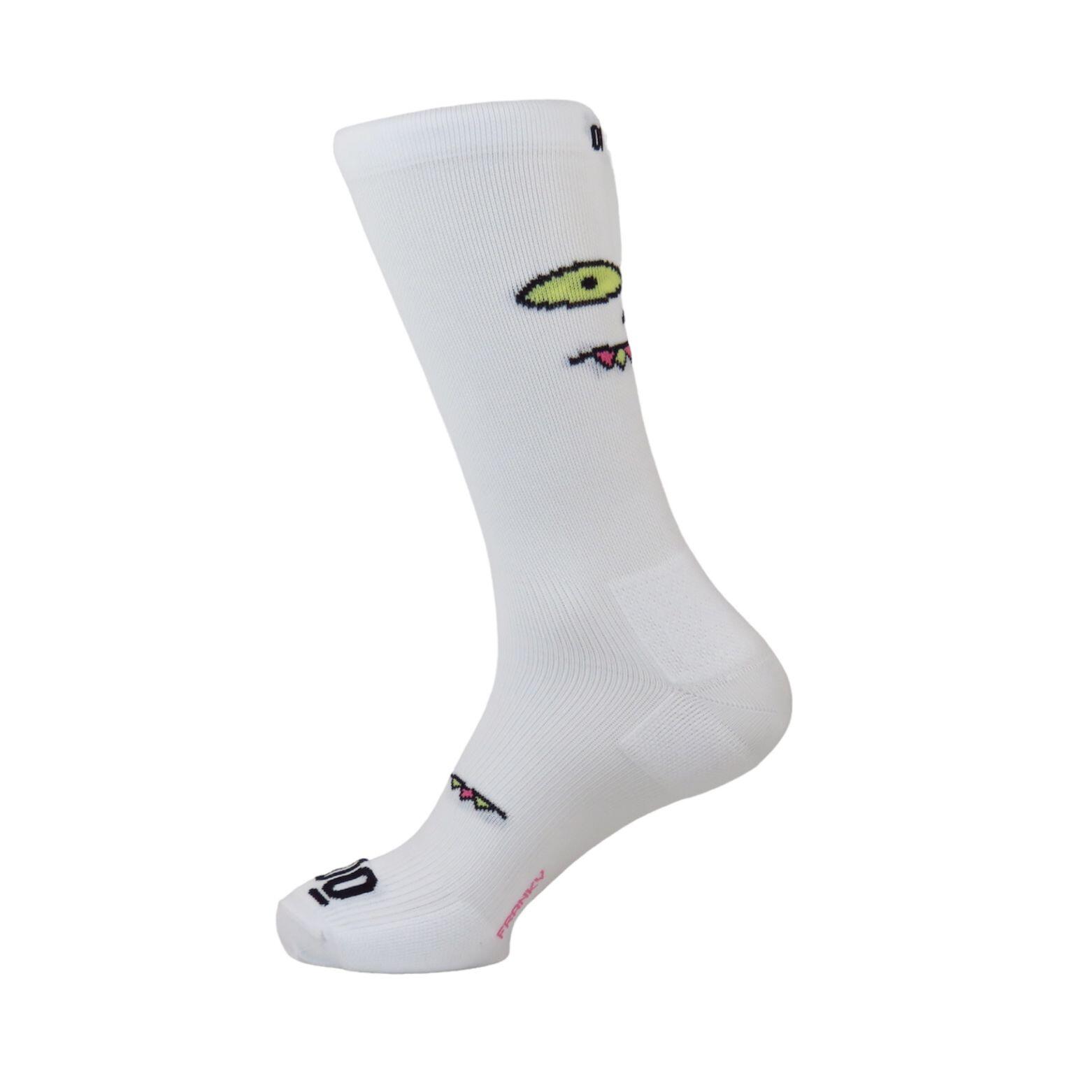 MOOQUER Calzini unisex con rinforzi compressivi Mooquer Franky Stan bianchi ricamati
