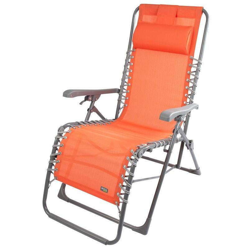 Silla tumbona plegable jardín gravedad cero naranja Aktive