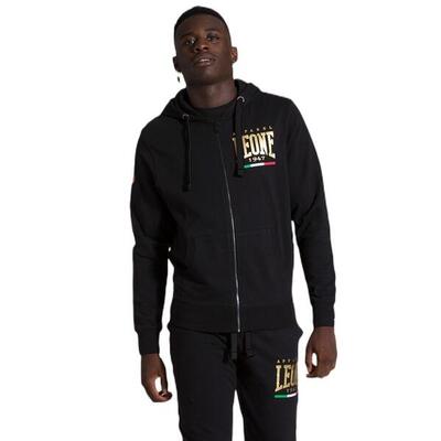 Leone hoodie logo met rits zwart/goud