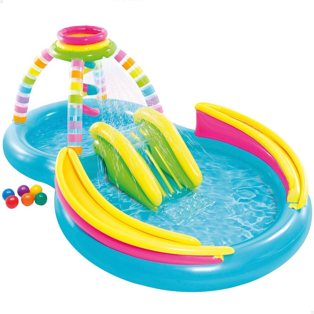 Piscina Insuflável multicolorida 2 em 1 com escorrega e jogo de bola INTEX