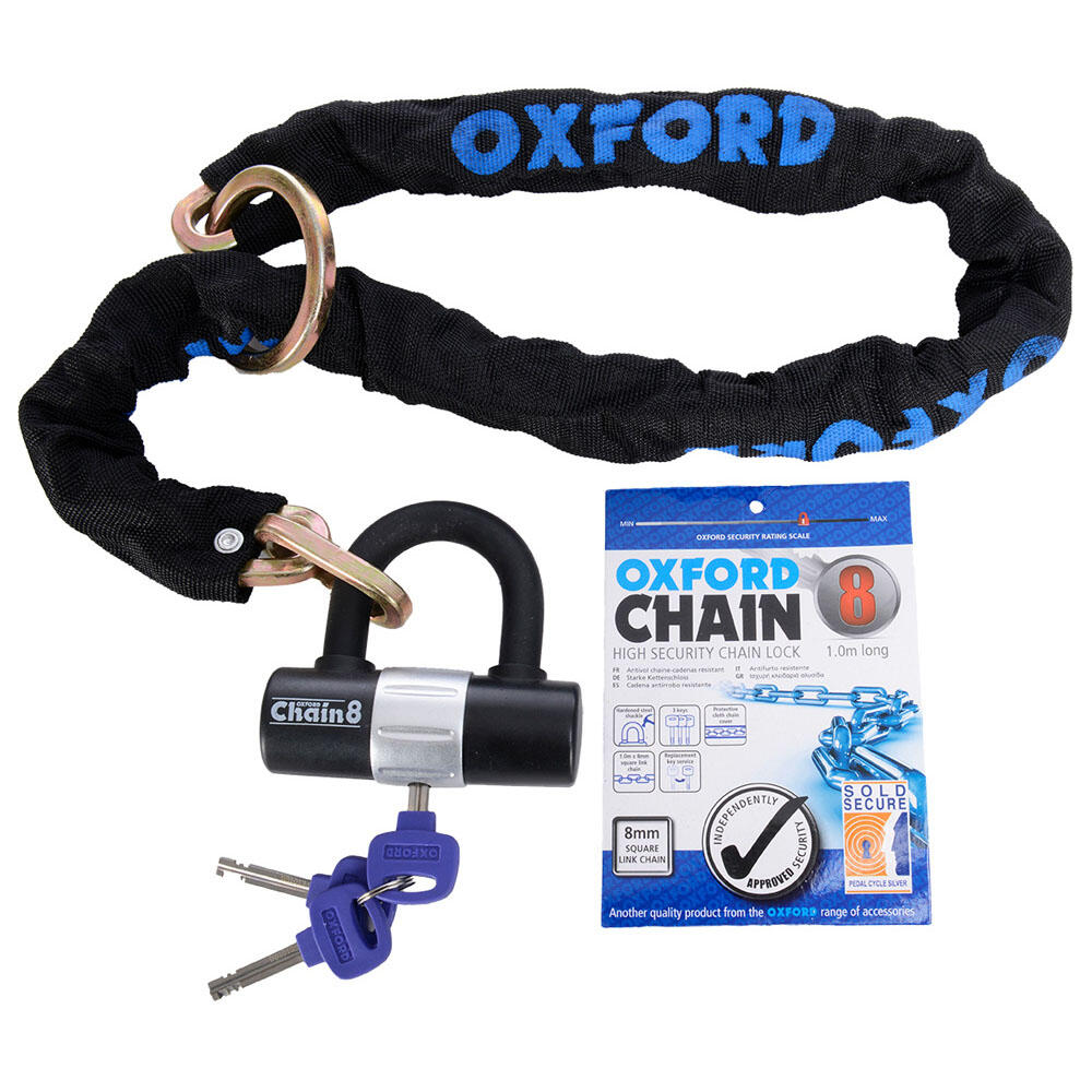 Oxford GP Chain8 Chainlock & Mini Shackle - 8mm x 1.0m 1/3
