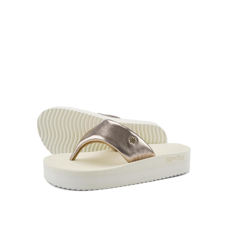 Damen flip*flop comfy*paddy metallic Zehentrenner Perlweiß