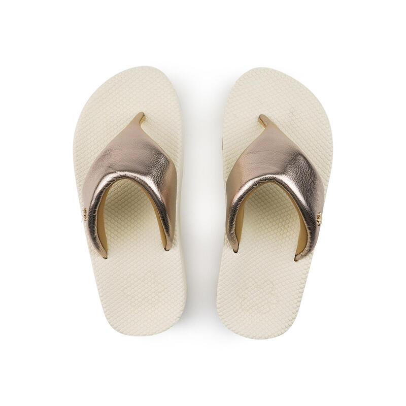 Damen flip*flop comfy*paddy metallic Zehentrenner Perlweiß