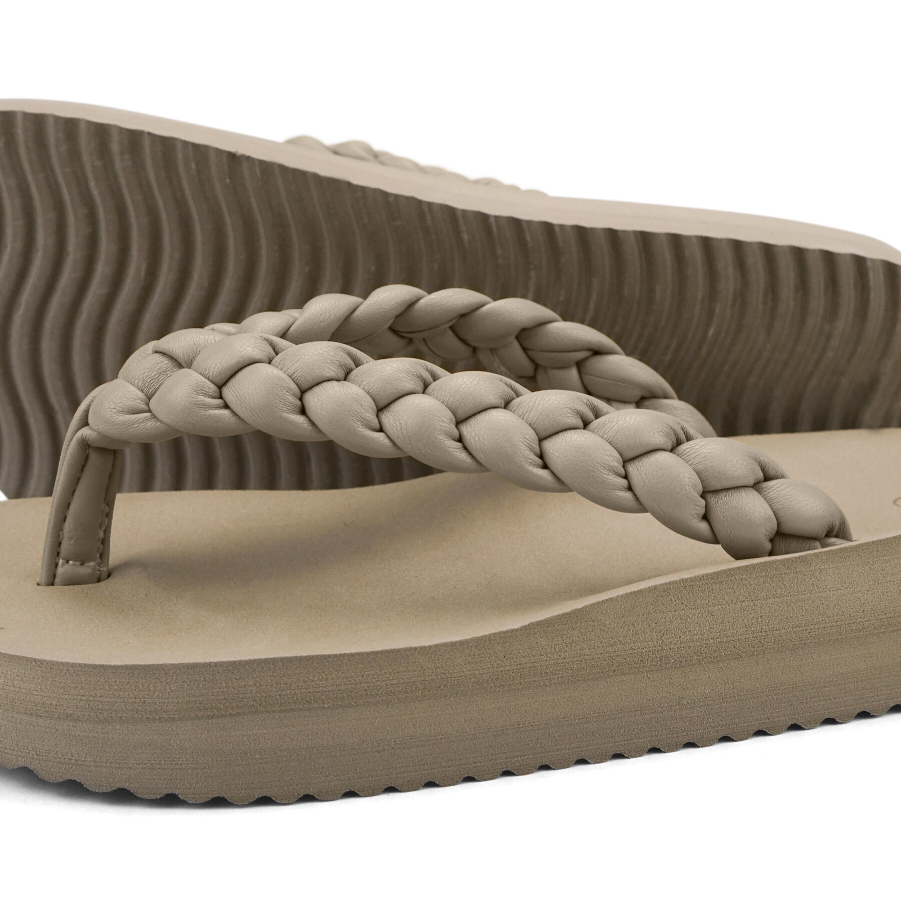 Dames Wedgy*Weave Teenslippers Taupe 4/4