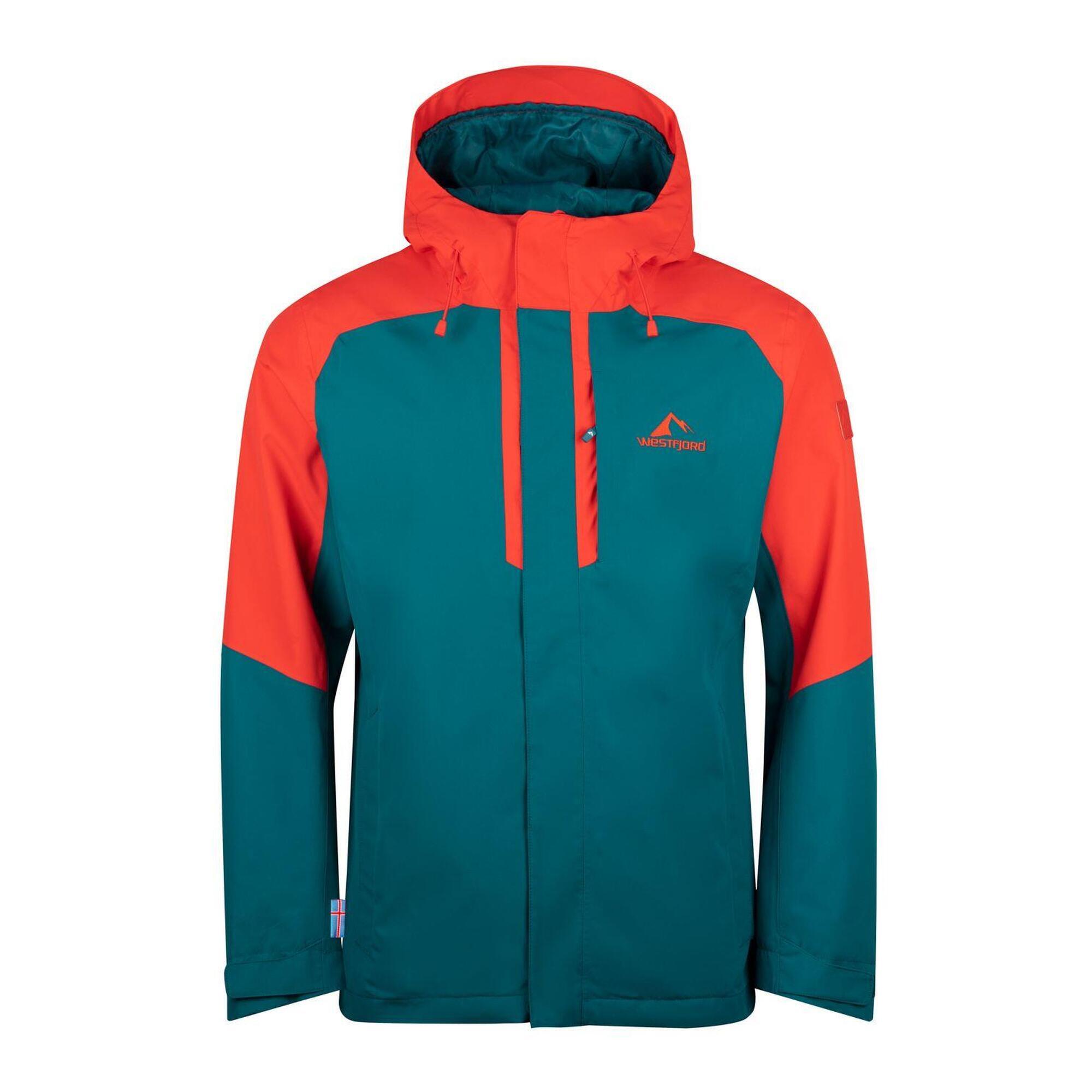 Reykjavik rain jacket for men petrol blue/red