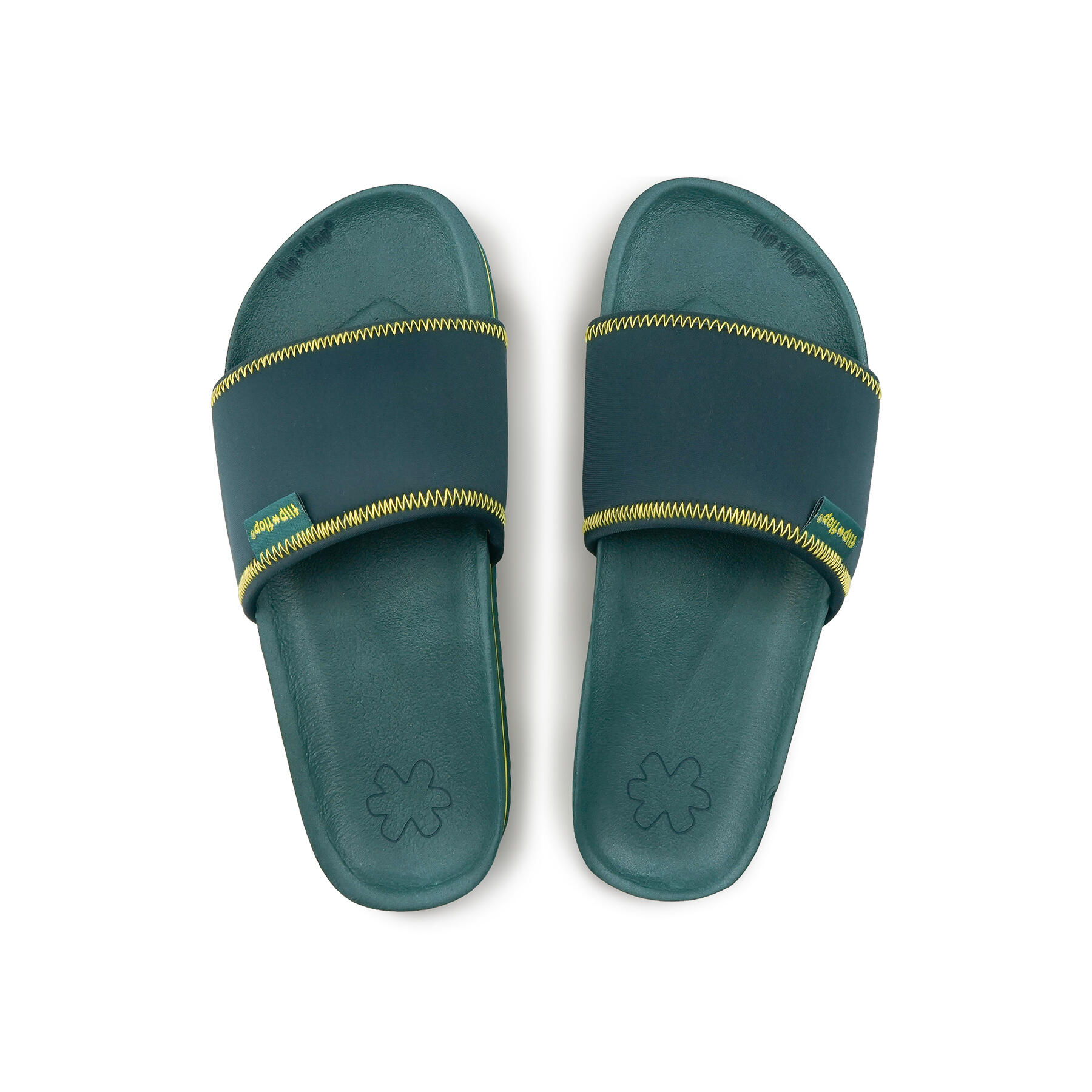 Unisex pool*neoprene Slides Bleu-vert / Jaune 3/4