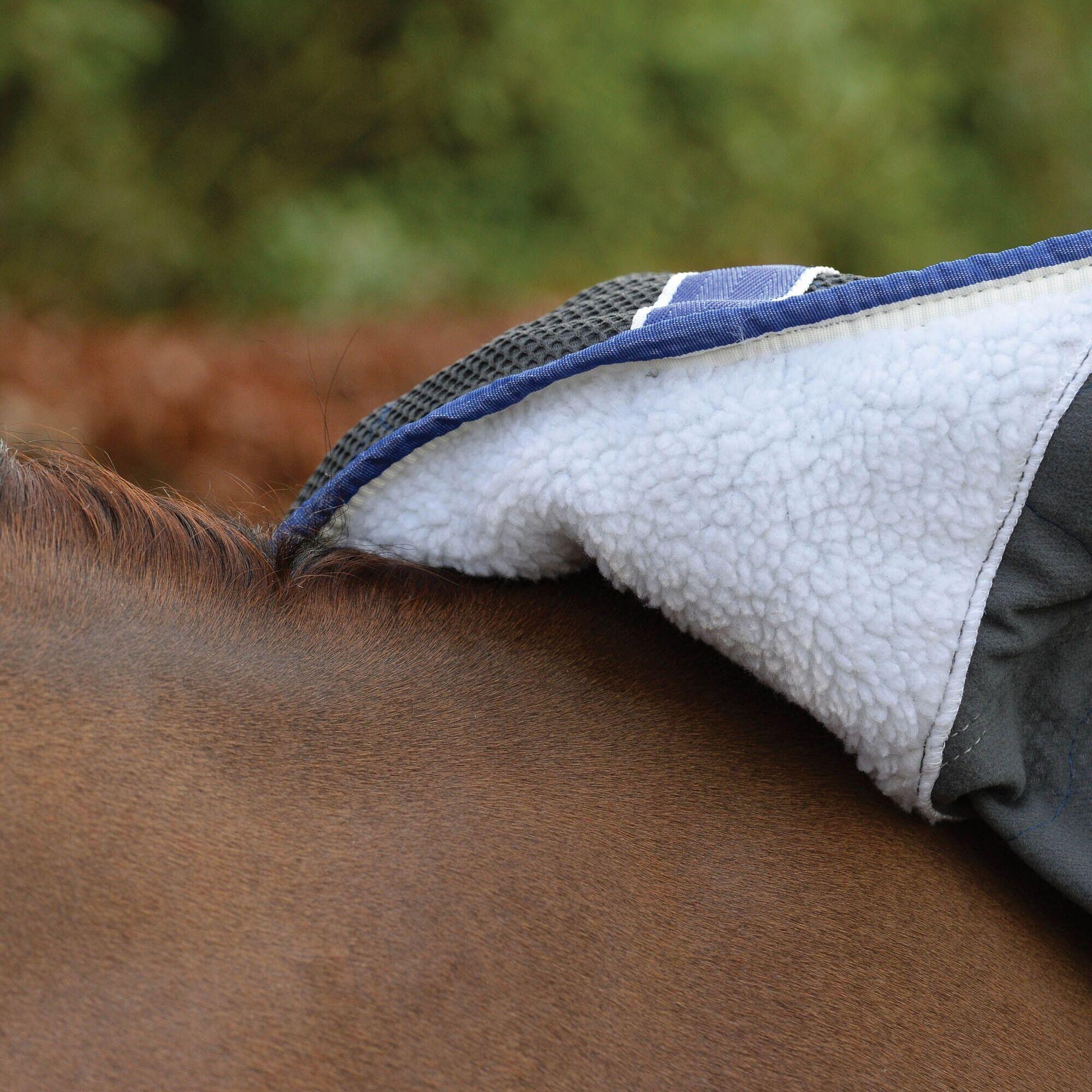 Wick Dri II Combo Neck Horse Cooler Rug (Charcoal/Blue/White) 2/4