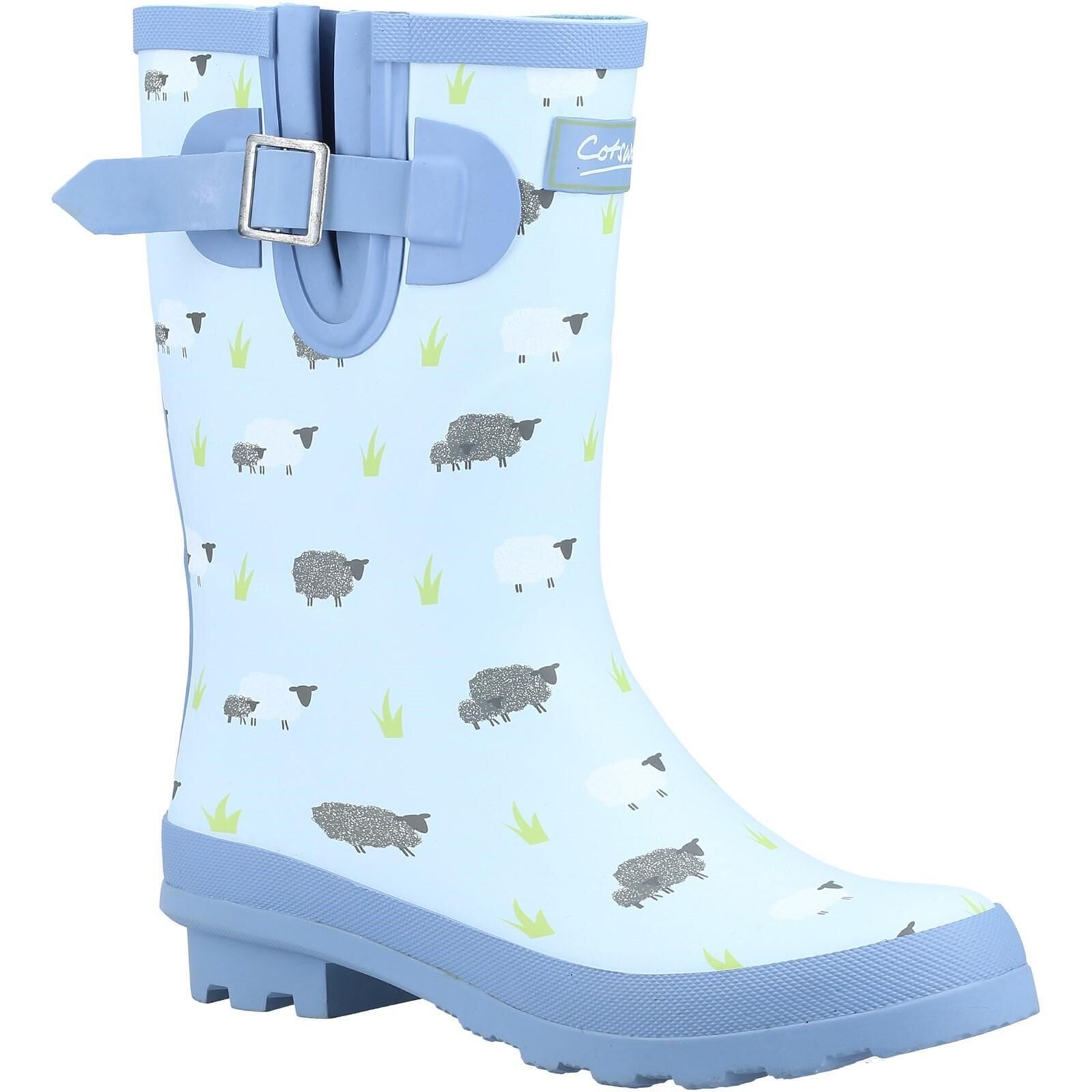 COTSWOLD Womens/Ladies Farmyard Sheep Mid Calf Wellington Boots (Blue)