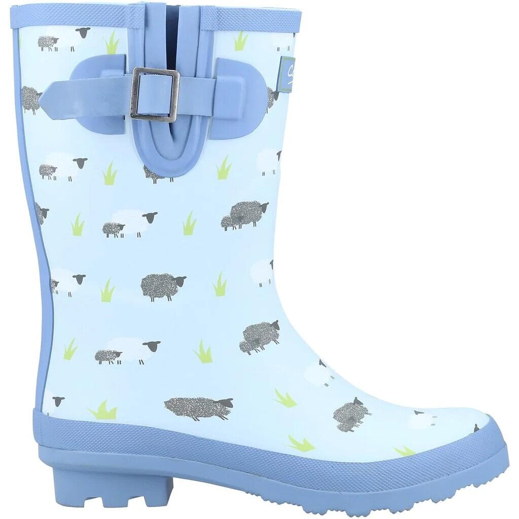 Womens/Ladies Farmyard Sheep Mid Calf Wellington Boots (Blue) 3/5