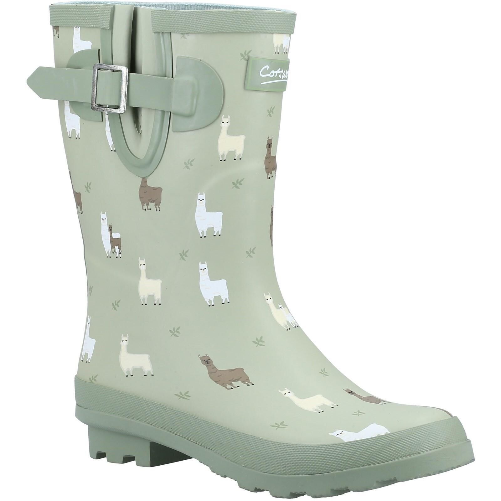 COTSWOLD Womens/Ladies Farmyard Alpaca Mid Calf Wellington Boots (Green)